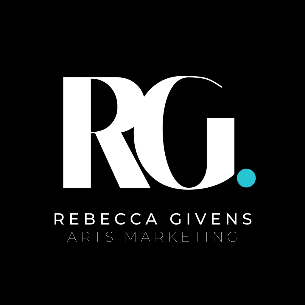 The letters R and G on a black background – the logo of RG Rebecca Givens Arts Marketing